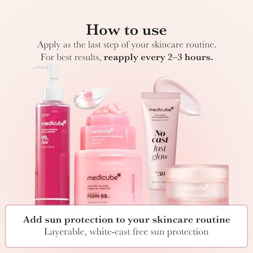 image:imagemedicube PDRN Sun Care amp Glow Duo Pink PDRN Collagen Jelly Mist Serum and Collagen Sunscreen SPF Care with No white Cast and Just Glow Salmon DNA for Firmer Plump Skin