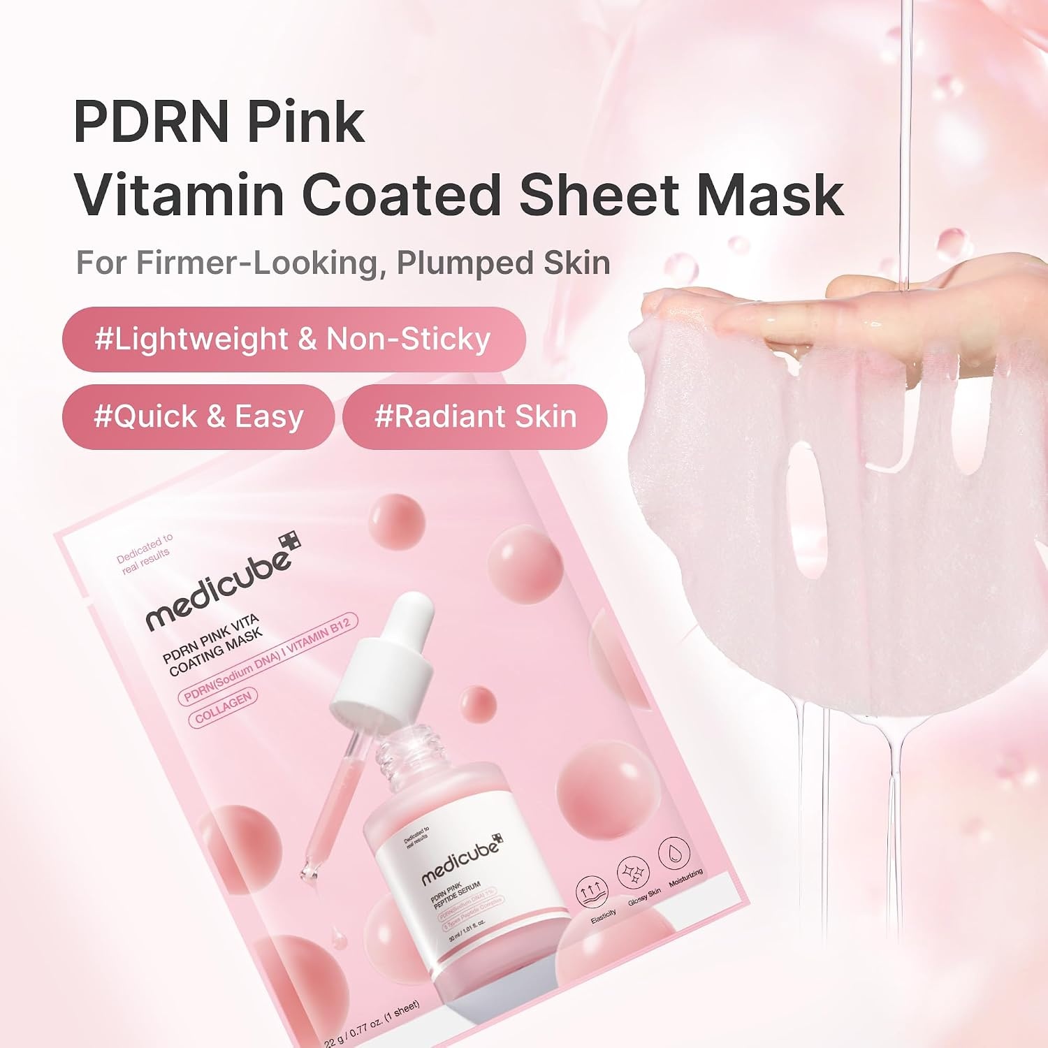 image:imagemedicube Perfect Mask Mode Duo PDRN Vita Coated Mask amp Booster Pro X2 Pink