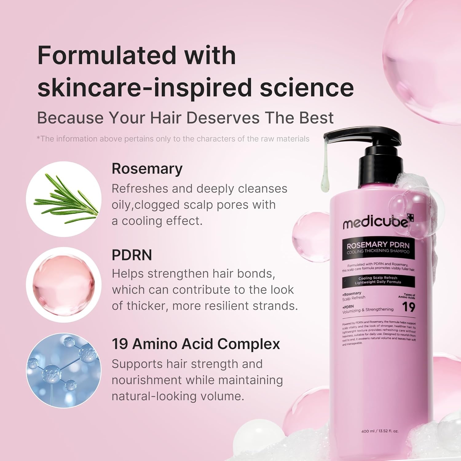 image:imagemedicube Rosemary PDRN Clarifying Thickening Shampoo Cooling Clarifying Care for Thinning Weak amp Flaky Hair Amino Acid Complex for Stronger ThickerLooking Hair Korean Hair Care 1352 floz