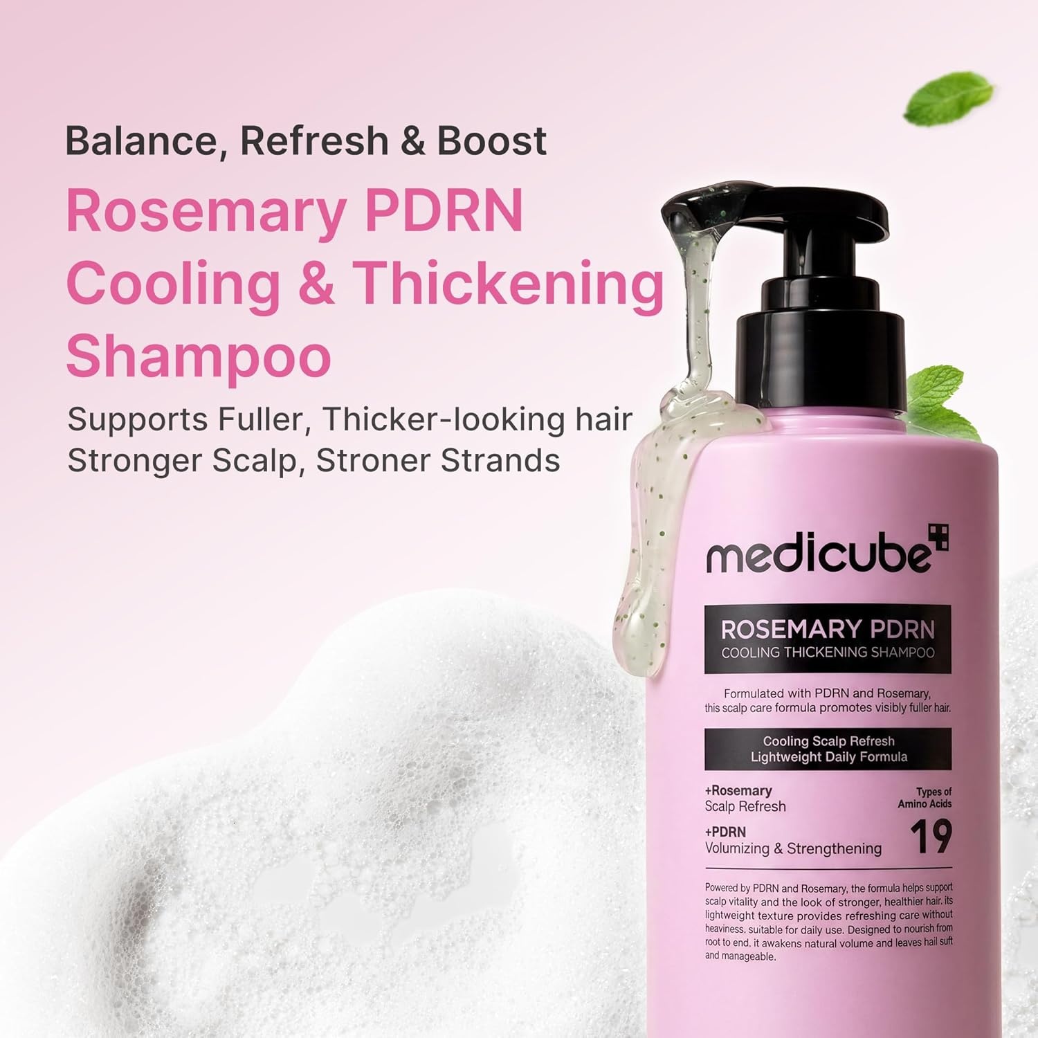 image:imagemedicube Rosemary PDRN Clarifying Thickening Shampoo Cooling Clarifying Care for Thinning Weak amp Flaky Hair Amino Acid Complex for Stronger ThickerLooking Hair Korean Hair Care 1352 floz