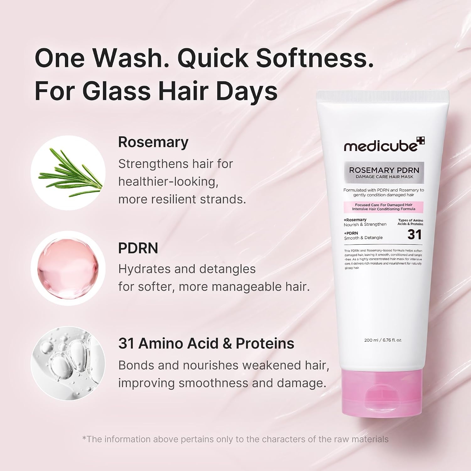 image:imagemedicube Rosemary PDRN Deep Damage Care Hair Mask 676 floz Intensive Bonding Care for OverDamaged Hair Liposome PDRN amp 31 Proteins for Silky Strong Glossy Hair Hair Care Product