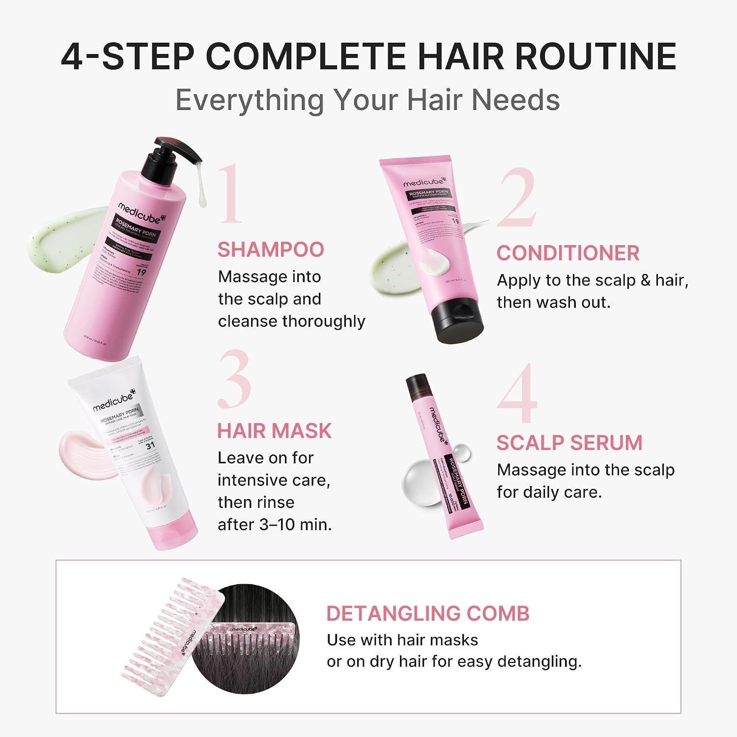 image:imagemedicube Rosemary PDRN Glass Hair Set FullSize Gift Kit for a Fuller Look ScalptoEnds 4Step Hair Ritual Root Volume amp Hair Breakage Care for Fine ThinLooking hair Korean Hair Care 5Piece
