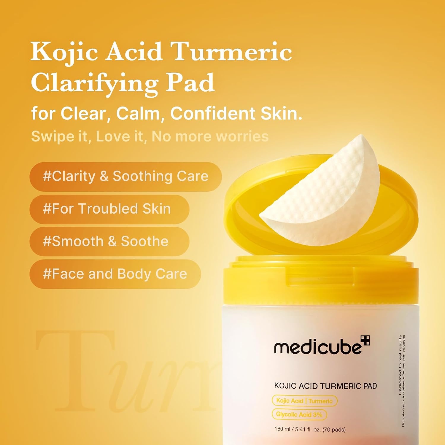 image:imagemedicube Toner Pads Deep Vita C Facial Toner Pad for Uneven Skin Tone amp Texture Vitamin Water and 3 Types of Vitamin Deeply Hydrating amp Resurfacing Pad Korean Skin Care 70 Pads 1 PackKojic Acid Turmeric Pads
