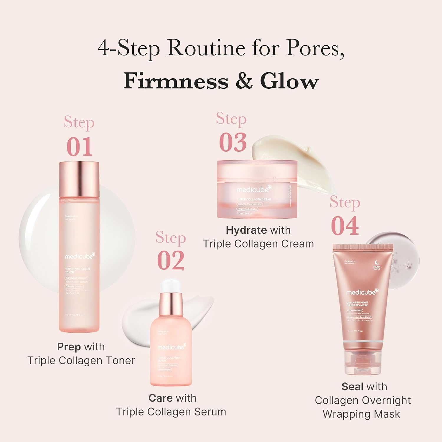 image:imagemedicube Triple Collagen Bounce Trio Collagen Toner Serum amp Cream for Hydration Elasticity amp PlumpLooking Skin Korean Skincare Skincare Set GIfts for Women