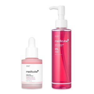 PDRN Cleanse and Prep Duo: Salmon DNA PDRN Pink Peptide Serum and PDRN Jelly to Foam Cleanser | Pink Duo for Cleansing and Glass Glow Skin | Korean Skin Care