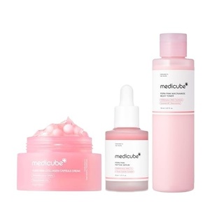 medicube PDRN Daily Glow Routine Full Set: Milky Toner, PDRN Pink Peptide Serum and Capsule Cream for Hydration, Glass Glow Skin, Daily Nourishing Care | Korean Skincare, Skincare Set, Gifts for Women