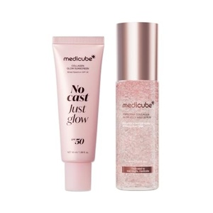 medicube PDRN Mist Mini & Sunscreen Duo: Pink Jelly Mist Serum Mini and No Cast Collagen Sunscreen SPF 50 | Hydrate, Protect & Boost Radiance for Dewy-Looking Skin | Korean Skincare