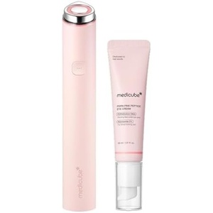 medicube Pink Eye Firming Device & Skincare Set: Mini Booster Pro Plus Pink and PDRN Eye Cream | Smooth, Firm & Radiant Under Eyes | Korean Skincare Set