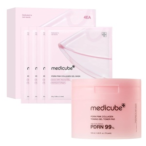 medicube Pink PDRN Day & Night Gel Duo: Salmon DNA PDRN pink collagen jelly gel mask (4ea) and Collagen Jelly Pad
