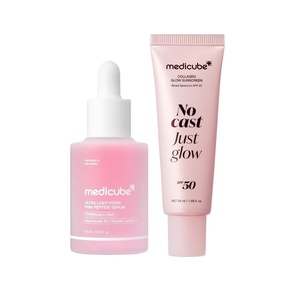 medicube Sun-Ready Glow & UV Shield Duo: Ultra-Light Salmon PDRN Serum and Collagen Glow Sunscreen SPF 50 | Lightweight Hydration & Daily UV Protection, No White Cast