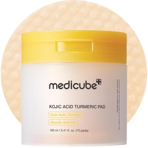 medicube Toner Pads Deep Vita C Facial Toner Pad for Uneven Skin Tone & Texture | Vitamin Water and 3 Types of Vitamin, Deeply Hydrating & Resurfacing Pad | Korean Skin Care, 70 Pads (1 Pack)(Kojic Acid Turmeric Pads)