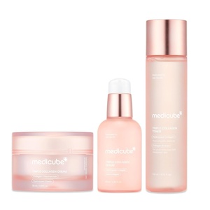 medicube Triple Collagen Bounce Trio: Collagen Toner, Serum & Cream for Hydration, Elasticity & Plump-Looking Skin | Korean Skincare, Skincare Set, GIfts for Women