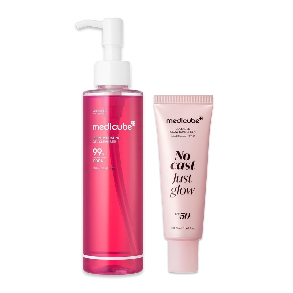 image:imagemedicube Cleanse amp Sun Shield Duo PDRN Jelly to Foam Cleanser and Collagen Glow Sunscreen Deep Cleansing and Hydration Hydration Essentials Sun Care Summer Skincare Routine