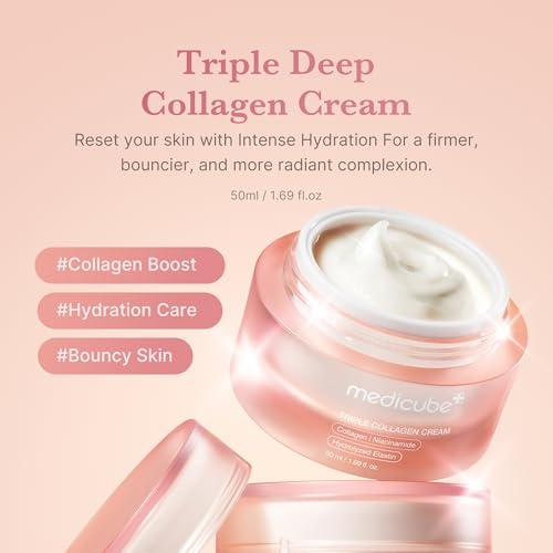 image:imagemedicube Plump Up the Glow Device Duo Booster Pro Pink and Triple Collagen Cream For FirmerLooking Plumper Looking Skin Hydrating but Lightweight Moisturizer Korean Skincare