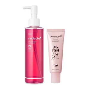 medicube Cleanse & Sun Shield Duo: PDRN Jelly to Foam Cleanser and Collagen Glow Sunscreen Deep Cleansing and Hydration | Hydration Essentials, Sun Care, Summer Skincare Routine