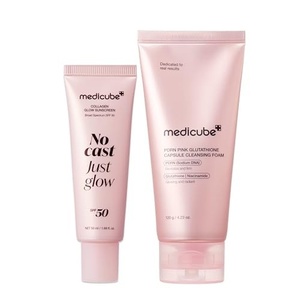 medicube Daily Glow Prep Duo: PDRN Capsule Foam Cleanser and No Cast Collagen Sunscreen SPF 50 | Hydrating Pore Cleanse & Lightweight UV Protection | Korean Skincare Set