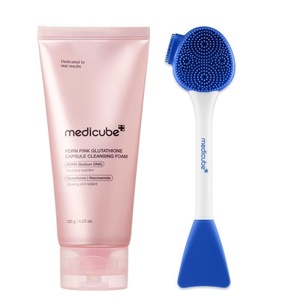 medicube PDRN Deep Cleanse Duo: Pink Glutathione Capsule Foam Cleanser and Multi Pore Brush | Pore Care, Gentle Exfoliation & Deep Cleansing Routine | Korean Skincare Set