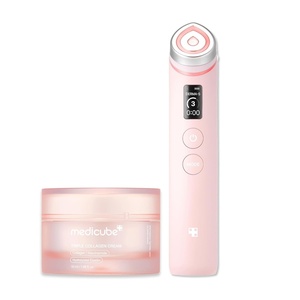 medicube Plump Up the Glow Device Duo: Booster Pro Pink and Triple Collagen Cream | For Firmer-Looking, Plumper Looking Skin | Hydrating but Lightweight Moisturizer | Korean Skincare