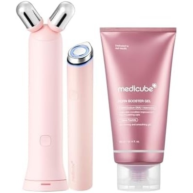 image:imagemedicube AtHome Contour amp Define Device Set Mini Booster Pro Plus Face Roller Device Set Pink and PDRN Booster Gel  PDRN Peptides amp Niacinamide  Face amp Body Massager for Depuffing amp Contouring