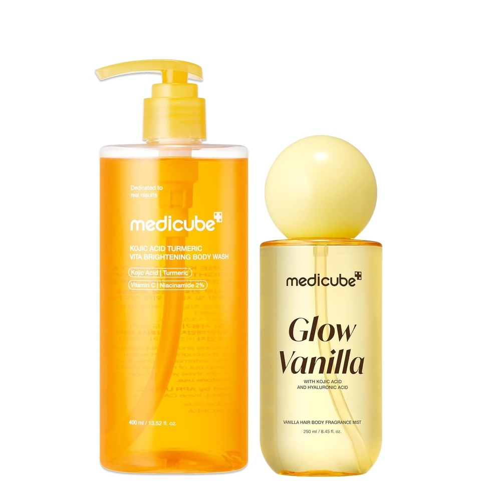 image:imagemedicube Fresh amp Glow Body Duo Kojic Acid Body Wash and Glow Vanilla Hair amp Body Fragrance Mist Cleanse Refresh amp Odor Care for Soft RadiantLooking Skin Korean Body Care