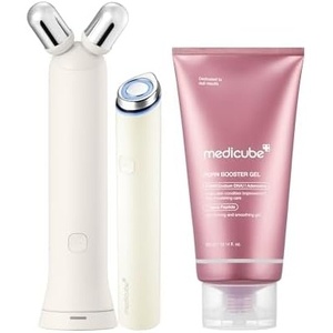 medicube At-Home Contour & Define Device Set | 2-in-1 Massage & Skincare Device with PDRN Booster Gel | Salmon DNA PDRN, Peptides & Niacinamide | Face & Body Massager for Depuffing & Contouring, Beige