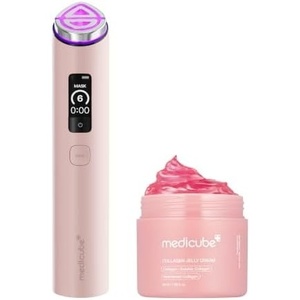 medicube Firm & Glow Device Duo: Booster Pro X2 Pink & Collagen Jelly Cream