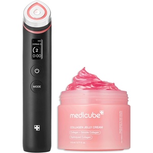 medicube Korean Collagen Glow Skin Maker Set: Age-R Booster Pro | 6-in-1 Real Glass Glow Device and Collagen Jelly Cream- Niacinamide & Freeze-Dried Hydrolyzed Collagen 110ml