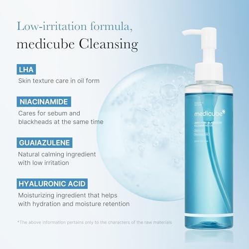 image:imagemedicube Cleansing Oil Zero Pore Blackhead Makeup Remover for all skin types Daily Moisture Facial Cleanser LowIrritation Korean Skin Care 205ml 693 floz Pack of 2Zero Pore