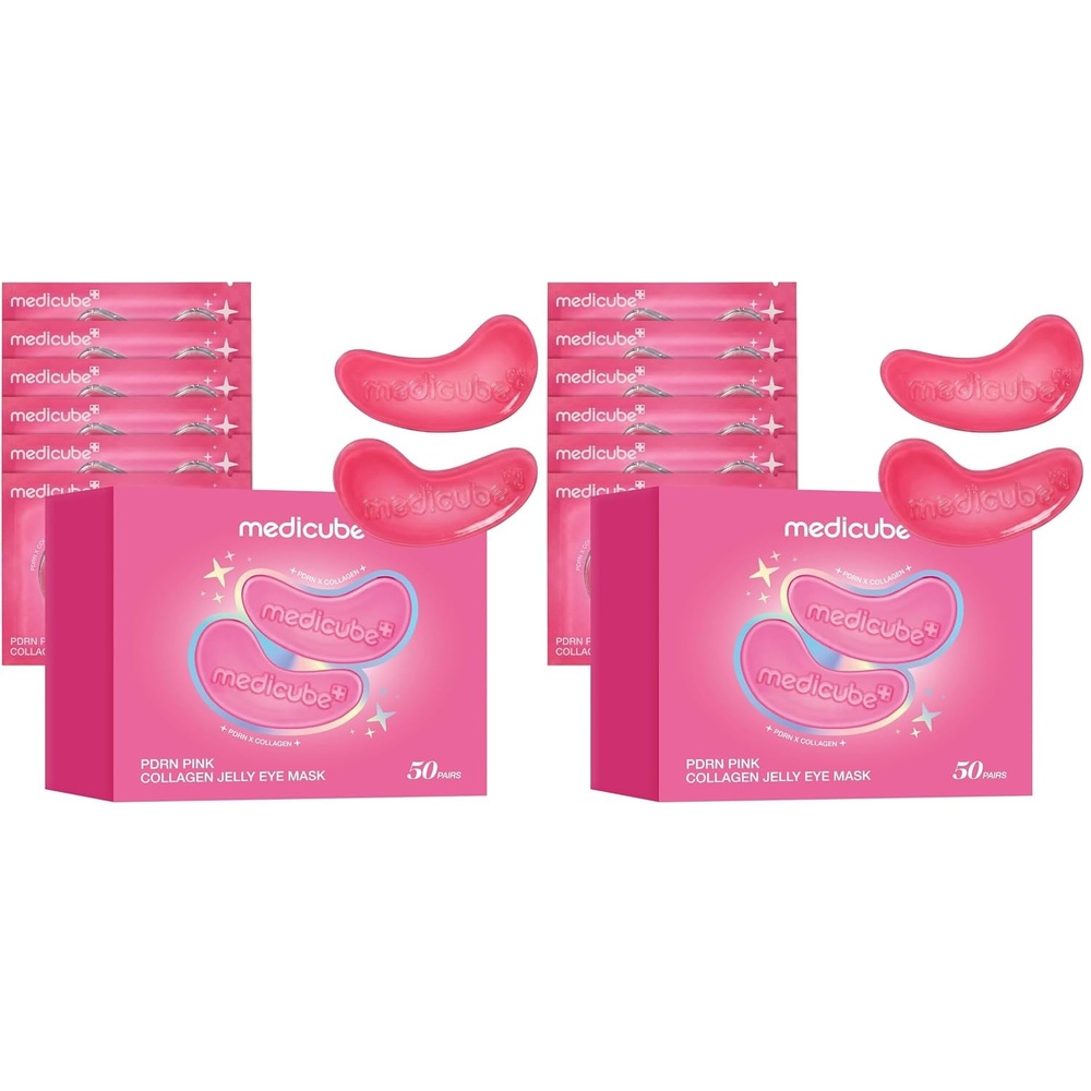 image:imagemedicube Jelly Eye Mask PDRN Pink Collagen Hydrogel Eye Patches 50 Pairs Pack of 2