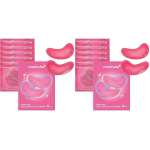 medicube Jelly Eye Mask PDRN Pink Collagen – Hydrogel Eye Patches, 6 Pairs (Pack of 2)