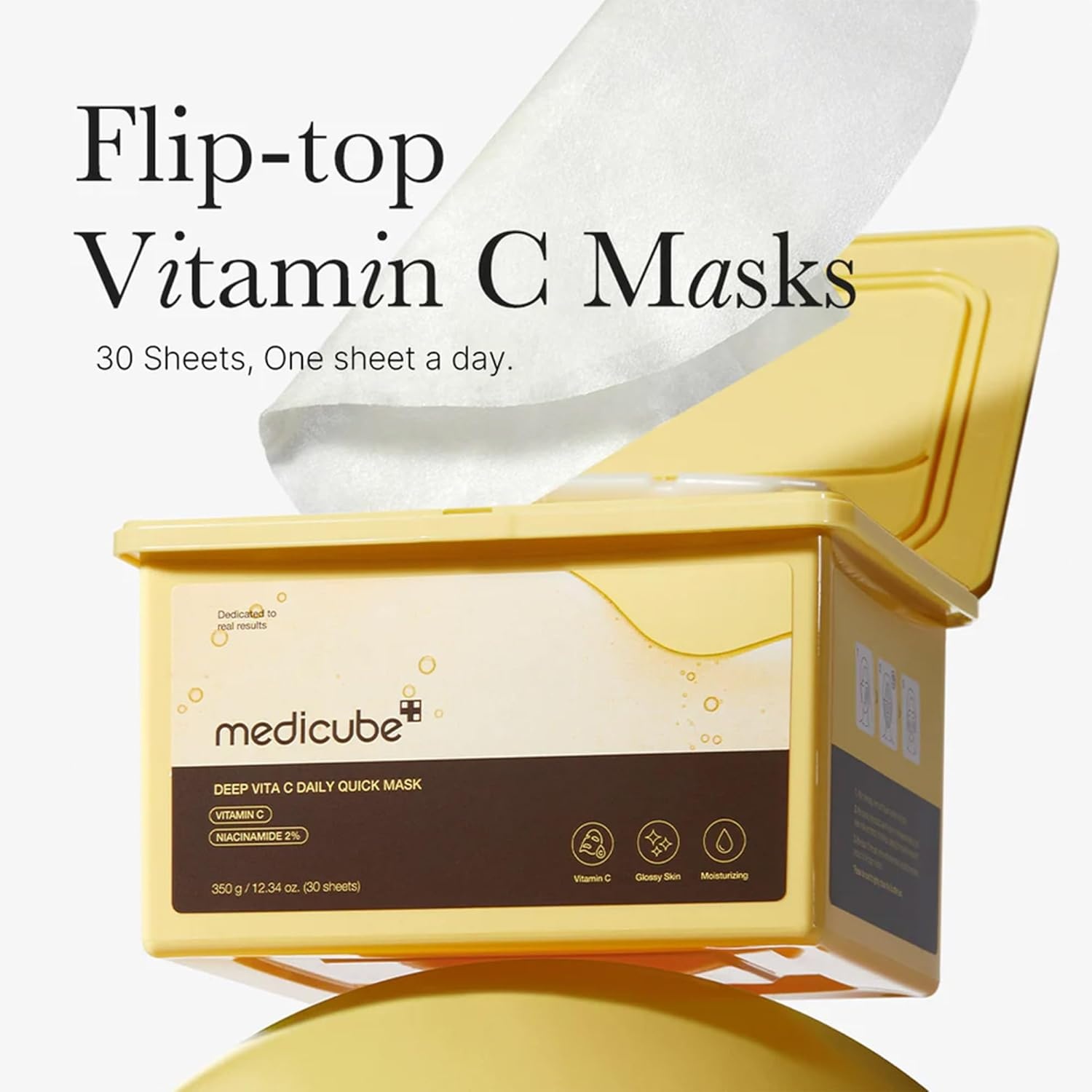 image:imagemedicube Deep Vita C Daily Quick 30 Sheet Masks Vegan Certified Quick Dispenser Triple Vitamin Complex For Radiance and Hydration Korean Face Masks Pack of 230 Count Pack of 1