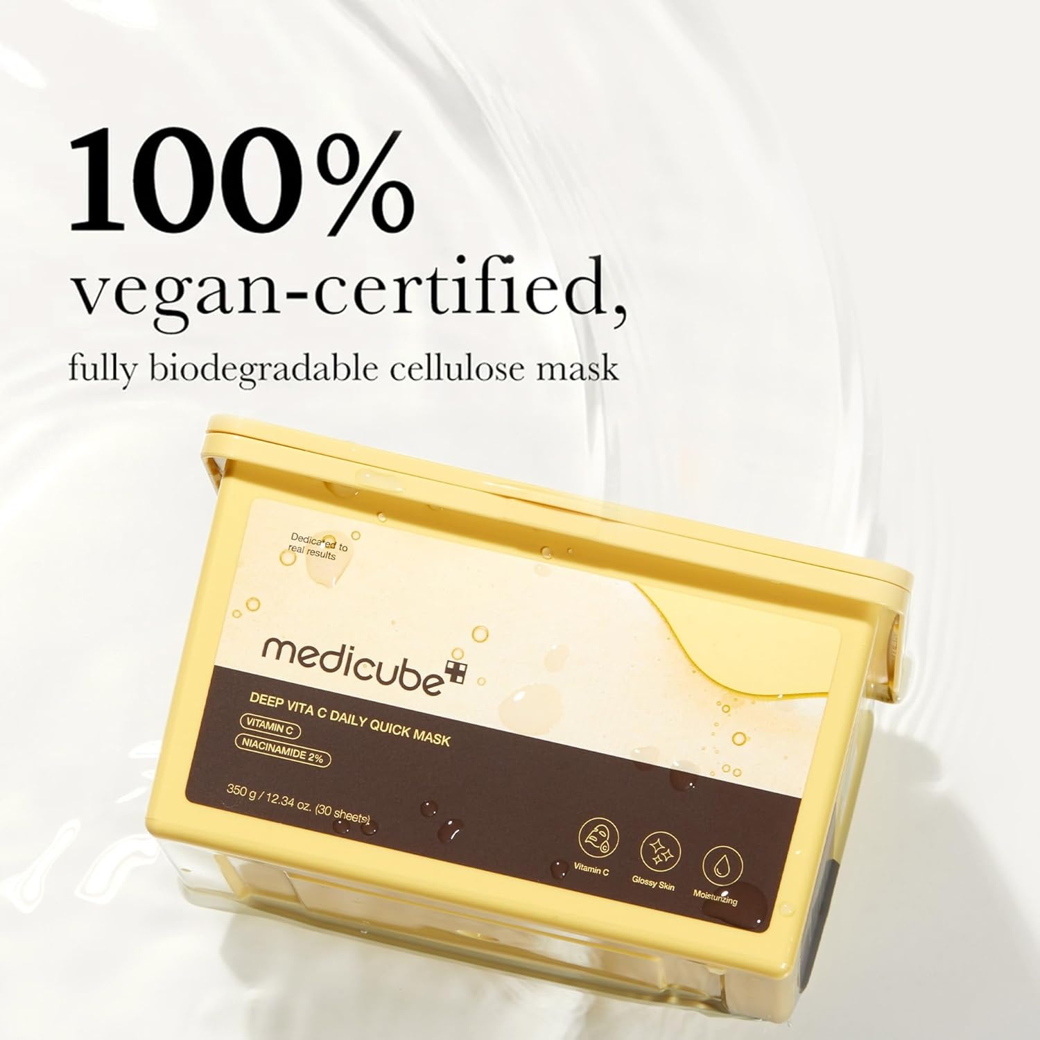 image:imagemedicube Deep Vita C Daily Quick 30 Sheet Masks Vegan Certified Quick Dispenser Triple Vitamin Complex For Radiance and Hydration Korean Face Masks Pack of 230 Count Pack of 2