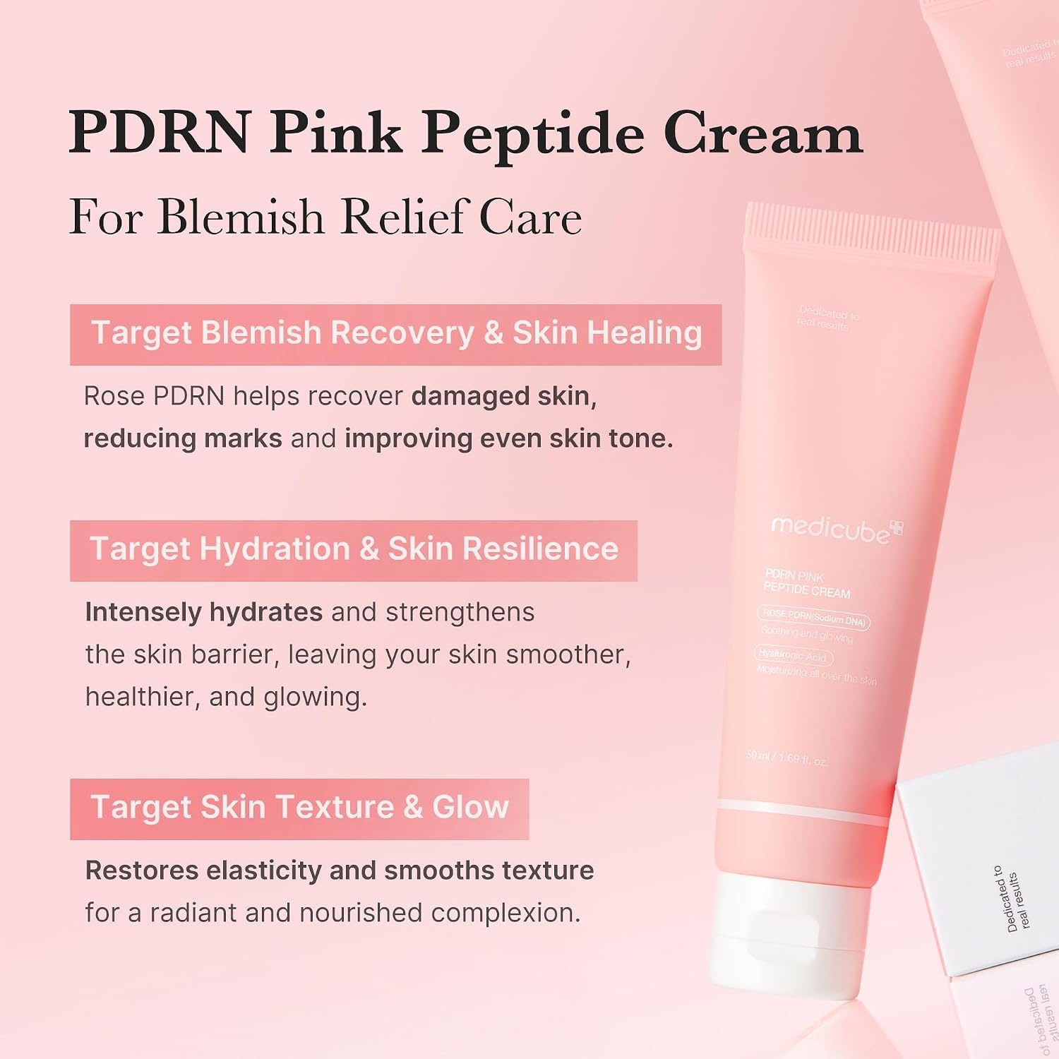 image:imagemedicube Rose PDRN Pink Hyaluronic Moisturizing Cream Blemish Relief Hydration amp Elasticity Care For the Look of Uneven Skin Tone amp Pores Korean Skincare 169 fl ozRose