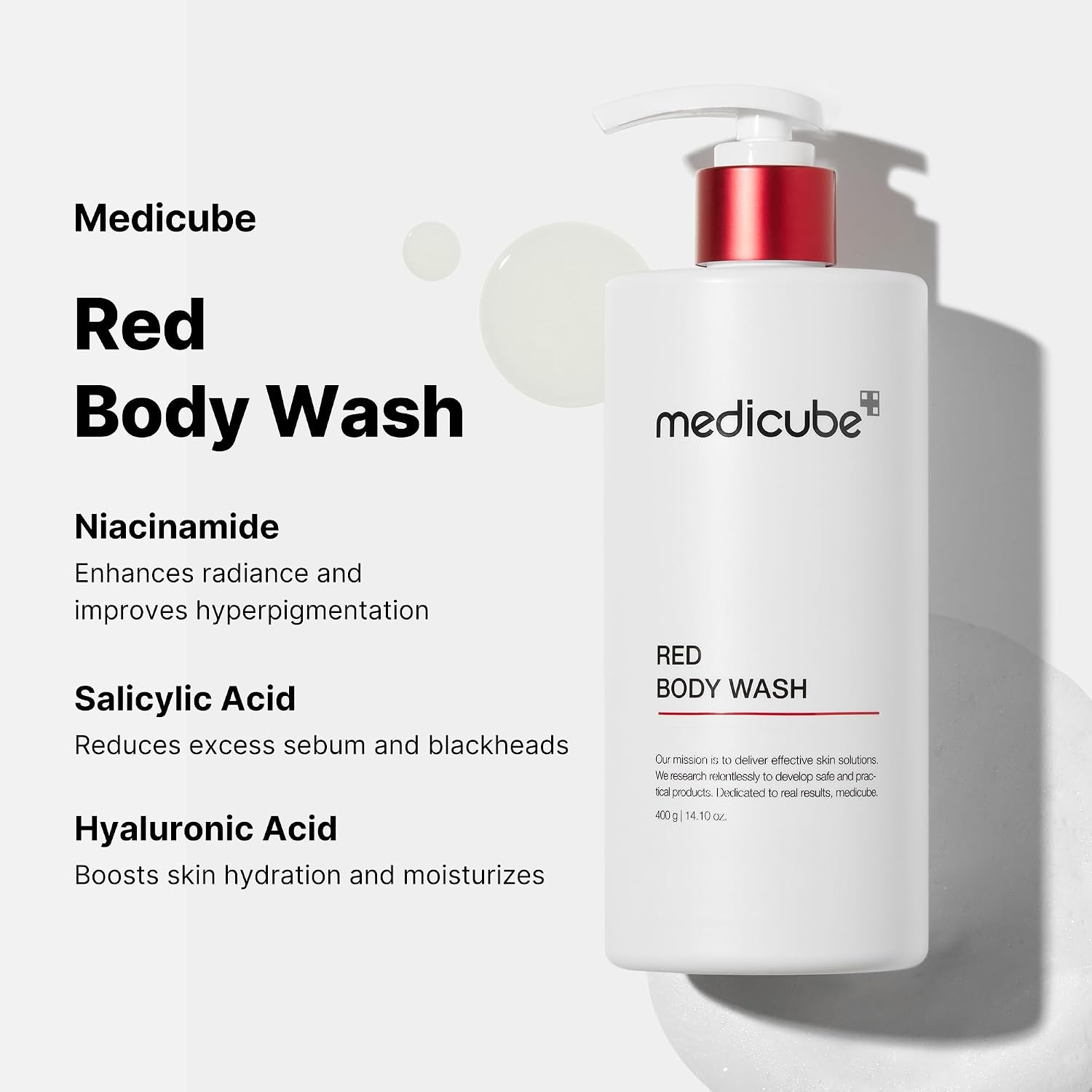 image:imagemedicube Red Body Wash 1410 Floz I Low pH and Hydrating Cleanser with Salicylic Acid Lactic Acid Niacinamide and Hyaluronic Acid Suitable for Bacne Treatment Korean Skin Care Pack of 4141 Ounce Pack of 1