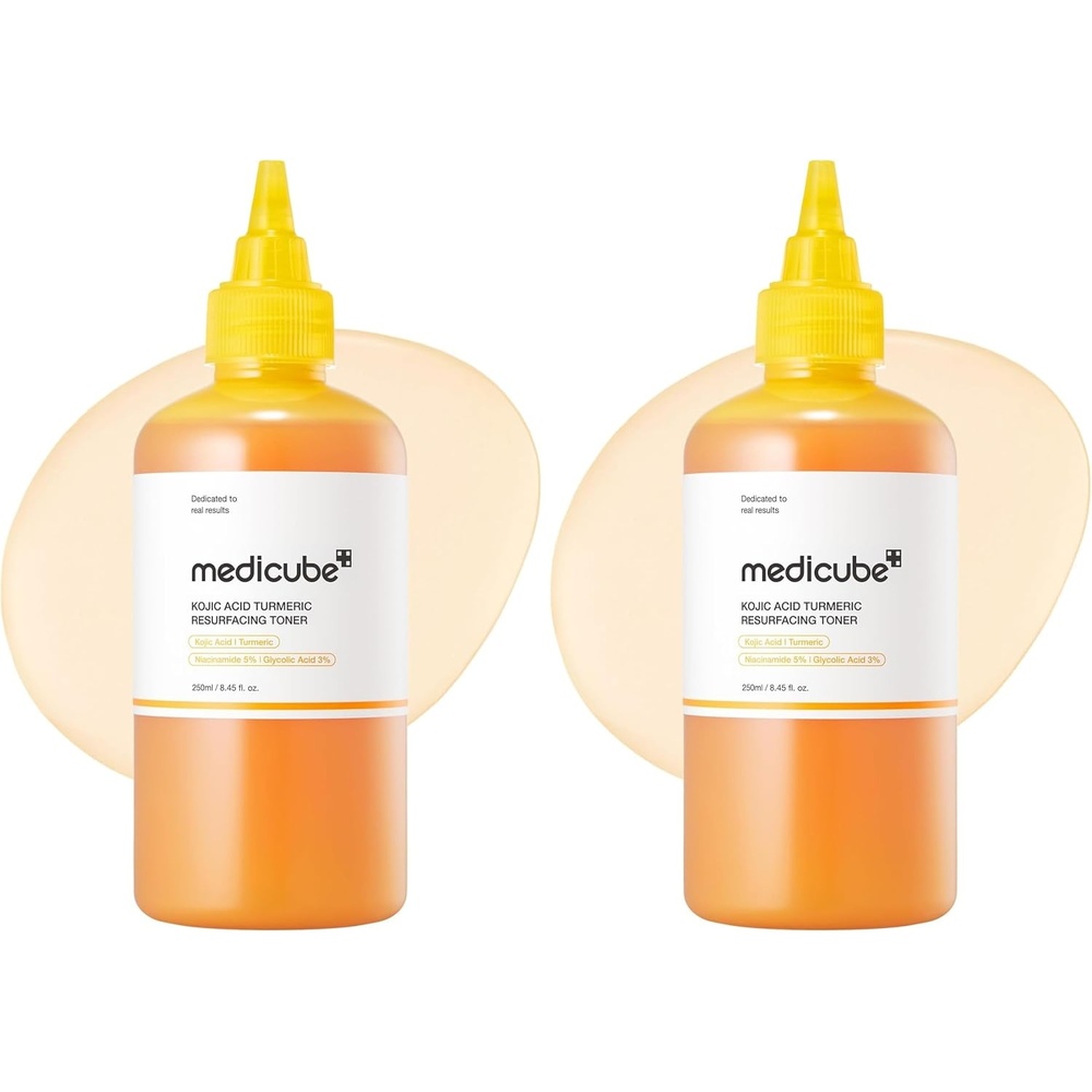 image:imagemedicube Kojic Acid Turmeric Smoothing Toner for Face amp Body Lightweight Toner for Balancing Uneven Skin Tone amp Texture Niacinamide Glycolic Acid for Clear Glass Skin 845 floz Pack of 21 Count Pack of 2