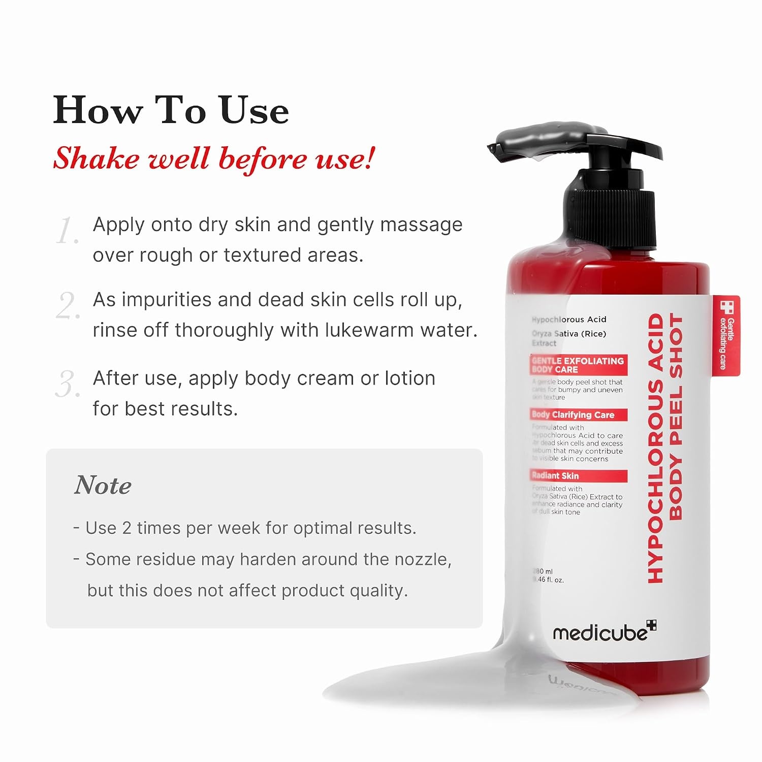 image:imagemedicube Body Peel Shot with Kojic Acid and Turmeric Gentle Body Brightening amp Exfoliating Serum with BHA LHA amp PHA for Dead Skin Cells Uneven Looking Skin amp Excess Sebum 946 floz Pack of 2946 Fl Oz Pack of 1