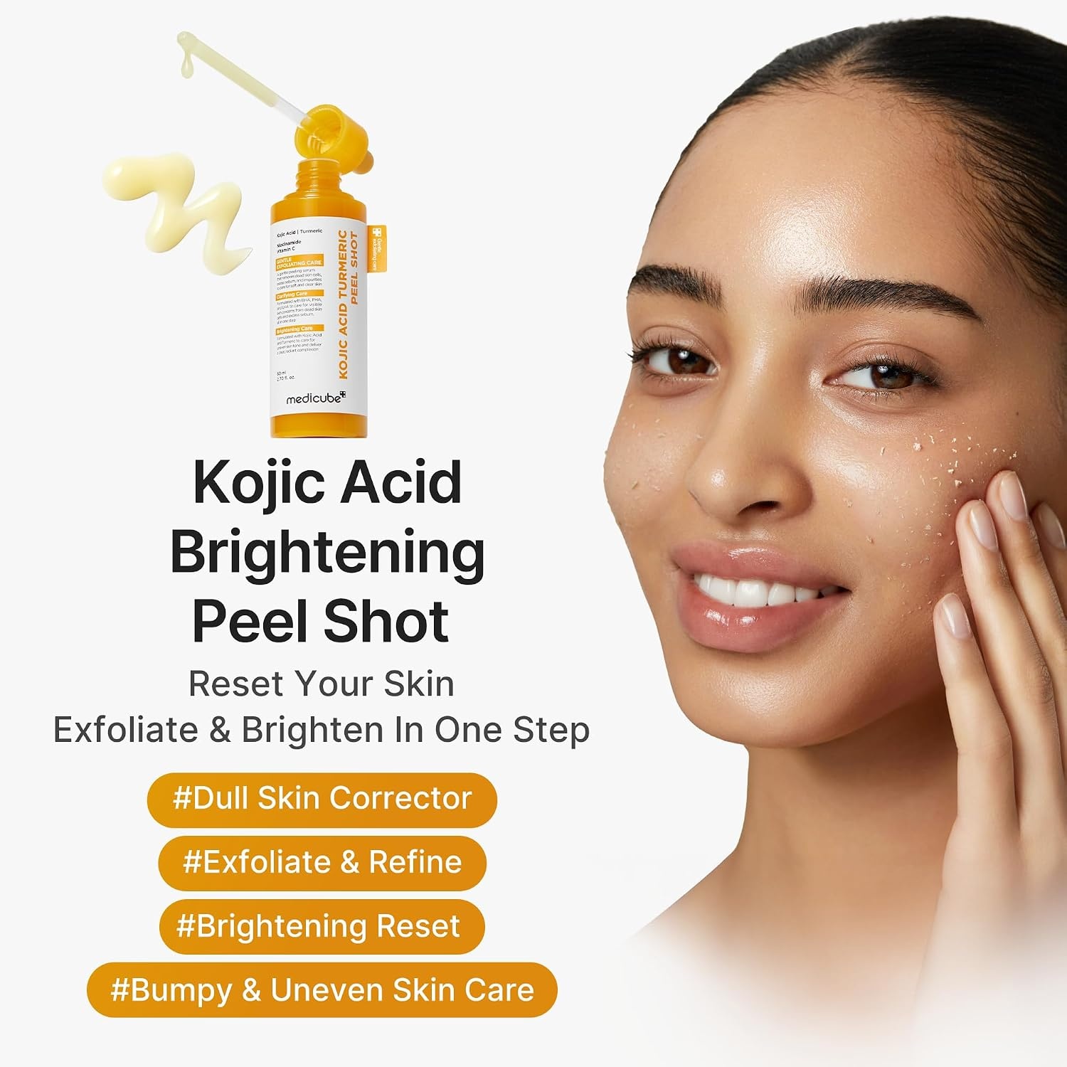 image:imagemedicube Body Peel Shot with Kojic Acid and Turmeric Gentle Body Brightening amp Exfoliating Serum with BHA LHA amp PHA for Dead Skin Cells Uneven Looking Skin amp Excess Sebum 946 floz Pack of 2946 Fl Oz Pack of 2