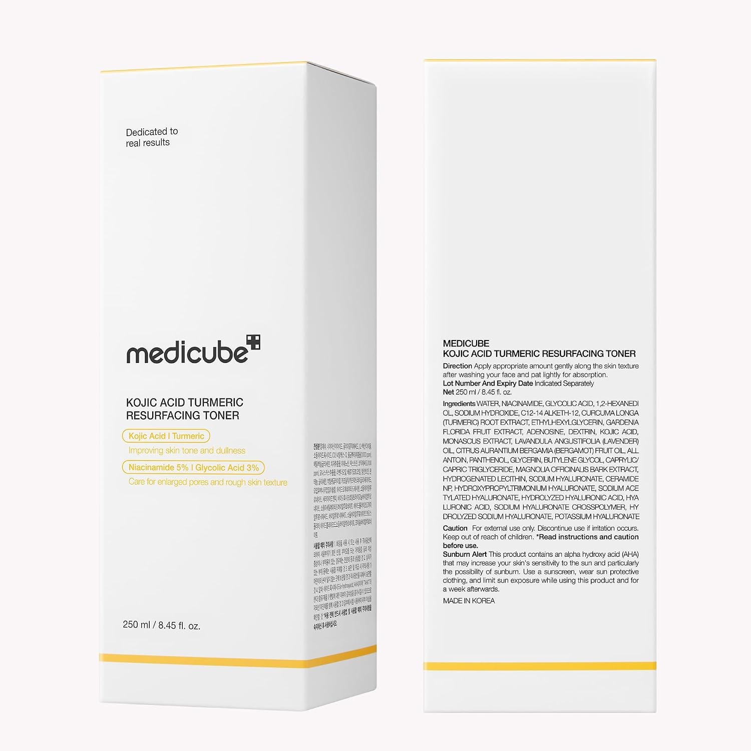 image:imagemedicube Kojic Acid Turmeric Smoothing Toner for Face amp Body Lightweight Toner for Balancing Uneven Skin Tone amp Texture Niacinamide Glycolic Acid for Clear Glass Skin 845 floz Pack of 21 Count Pack of 2