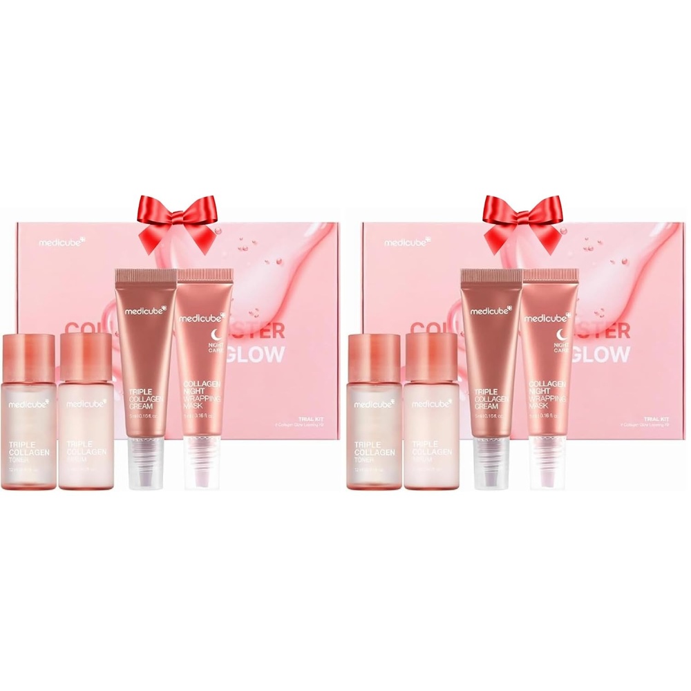 image:imagemedicube Glass Skin Collagen Trial Kit Korean Skincare Set and Kit Gifts for women 4Step Skincare Set for glowy skin Travel Size Pack of 24 Count Pack of 2