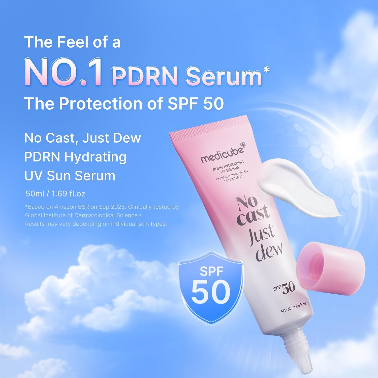 image:imagemedicube Sunscreen No Cast Just Glow Collagen SPF 50 Broad Spectrum Face Sunscreen Lightweight NonSticky Hydrating Formula Peptide Cica for Soothing amp Glow Korean Skincare Pack of 2169 Fl Oz Pack of 1