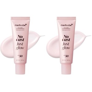medicube Sunscreen No Cast Just Glow Collagen | SPF 50 Broad Spectrum Face Sunscreen | Lightweight, Non-Sticky, Hydrating Formula | Peptide, Cica for Soothing & Glow | Korean Skincare (Pack of 2)(1.69 Fl Oz (Pack of 2))