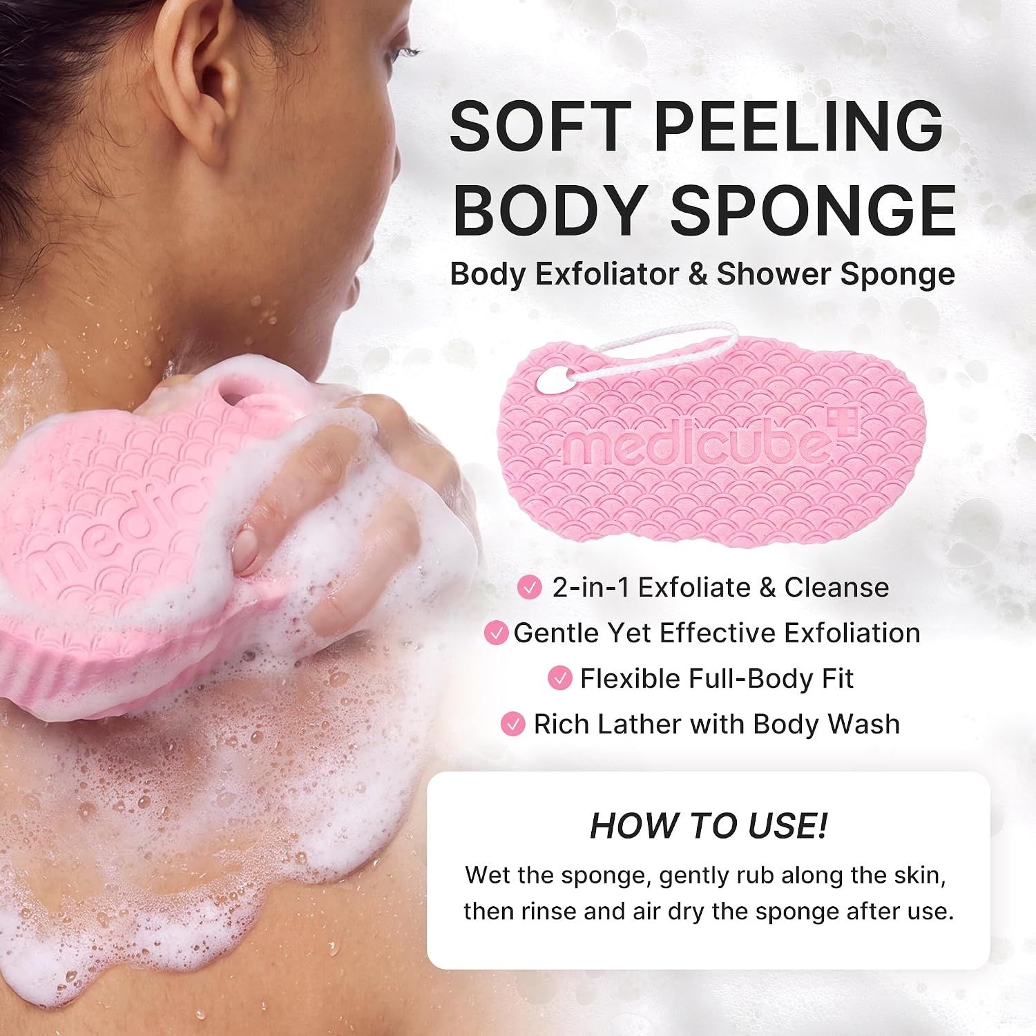 image:imagemedicube Clarifying Back amp Chest Duo Red Body Wash amp Soft Peeling Sponge