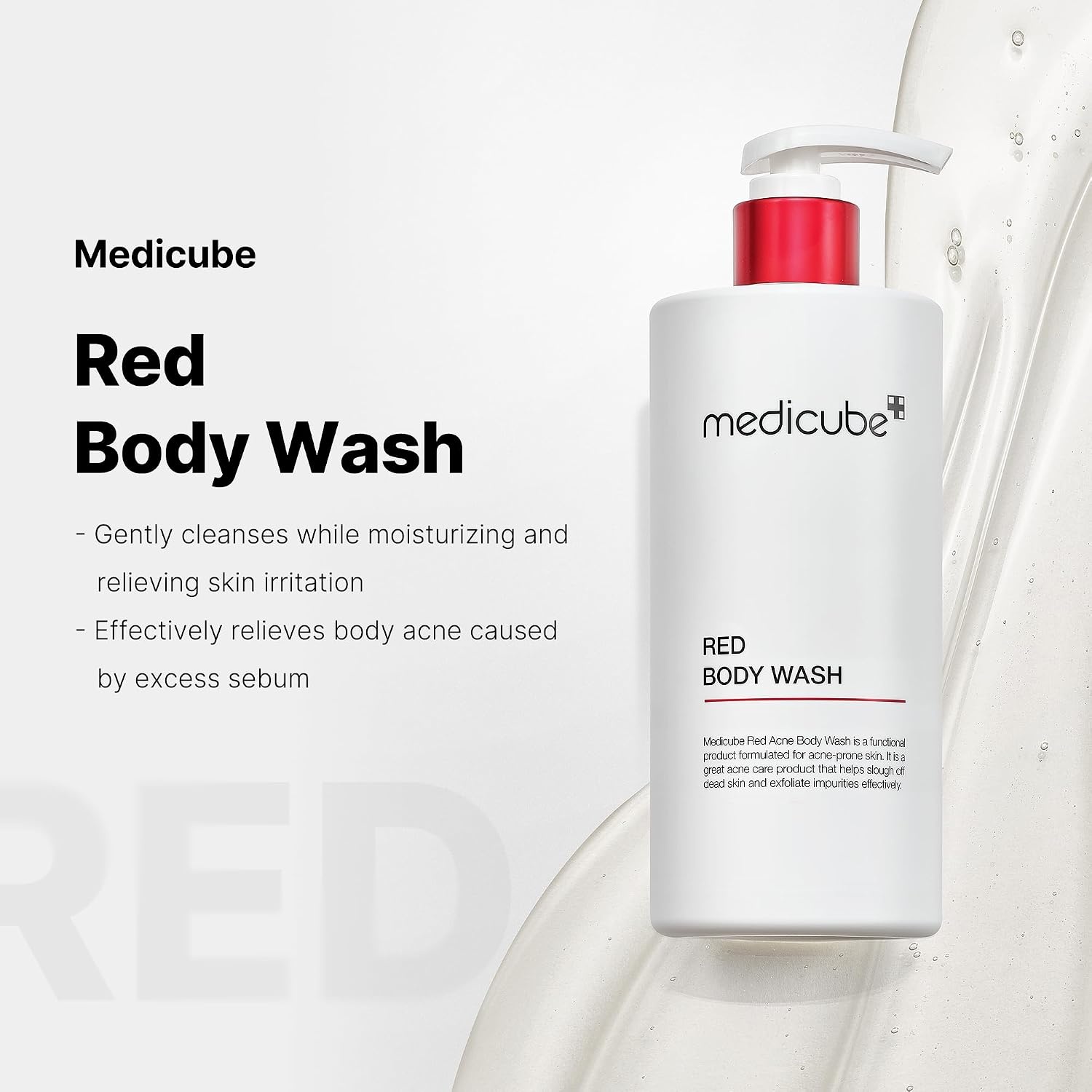 image:imagemedicube Clarifying Back amp Chest Duo Red Body Wash amp Soft Peeling Sponge
